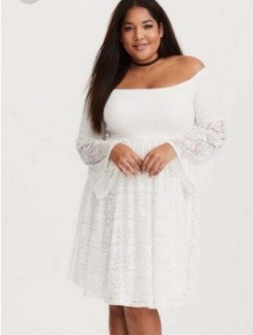 NWT Torrid Lovely Ivory Lace Fit & Flare w/Bell Sleeves Wedding Dress SOLD OUT